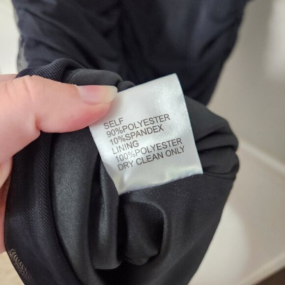 TADASHI SHOJI Black Shirred Ruched Mesh Mini Dress - Picture 7 of 7